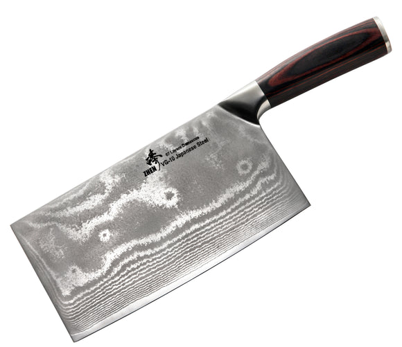 VG-10 67-Layer Damascus Large Cleaver, 8-inch